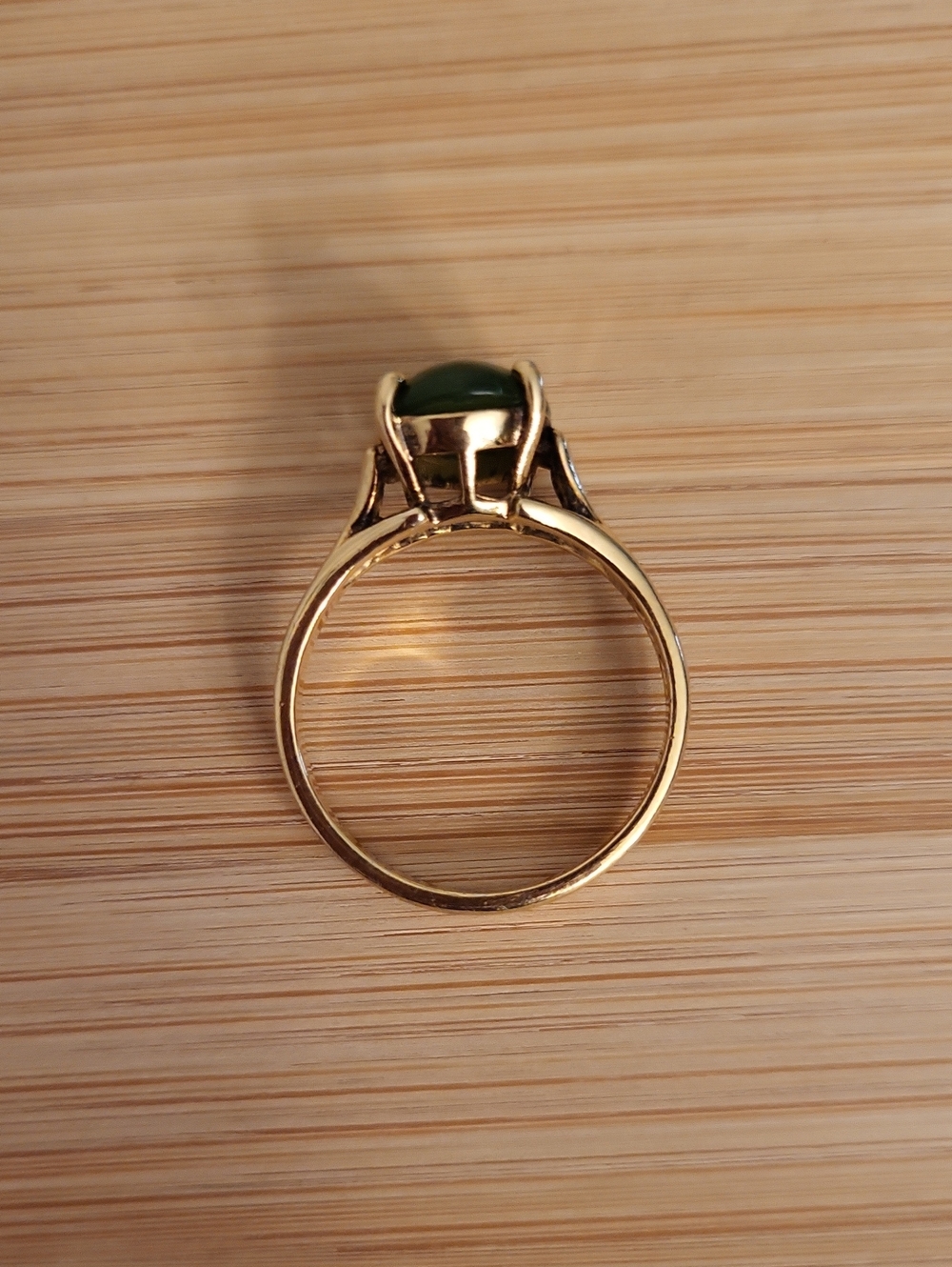 925 Vermiel Gold Nephrite-Jade Stone Ring - Picture 5 of 9